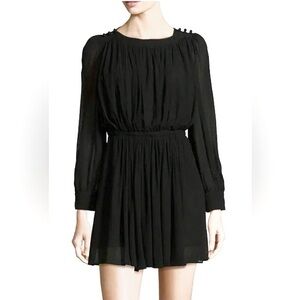 Isabel Marant Etoile Karla Long Sleeve Mini Dress Black Crepe